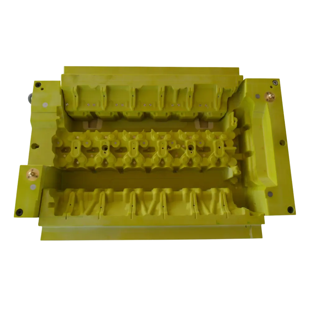 Gelbes Gusswerkzeug bzw. Formeinsatz mit mehreren Kavitäten